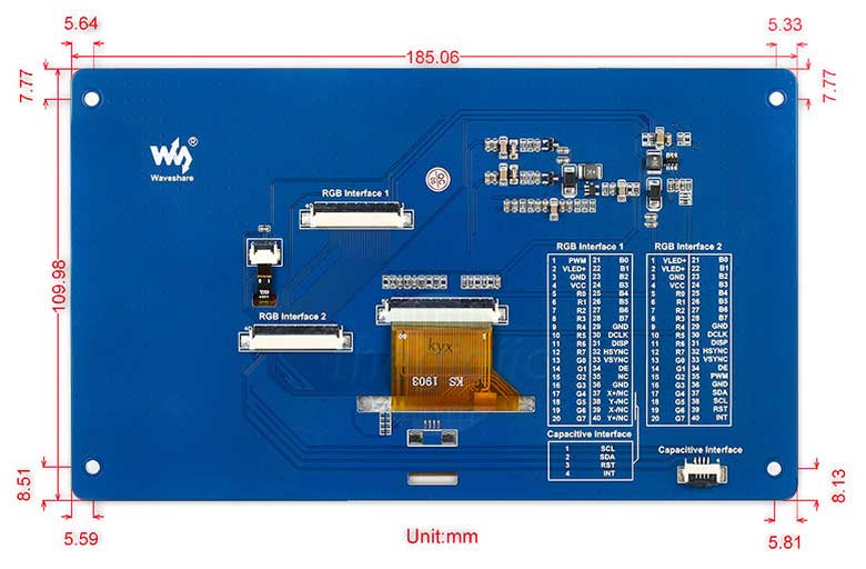 LCD(G) 7inch TFT 800x480 Cảm Ứng Điện Dung