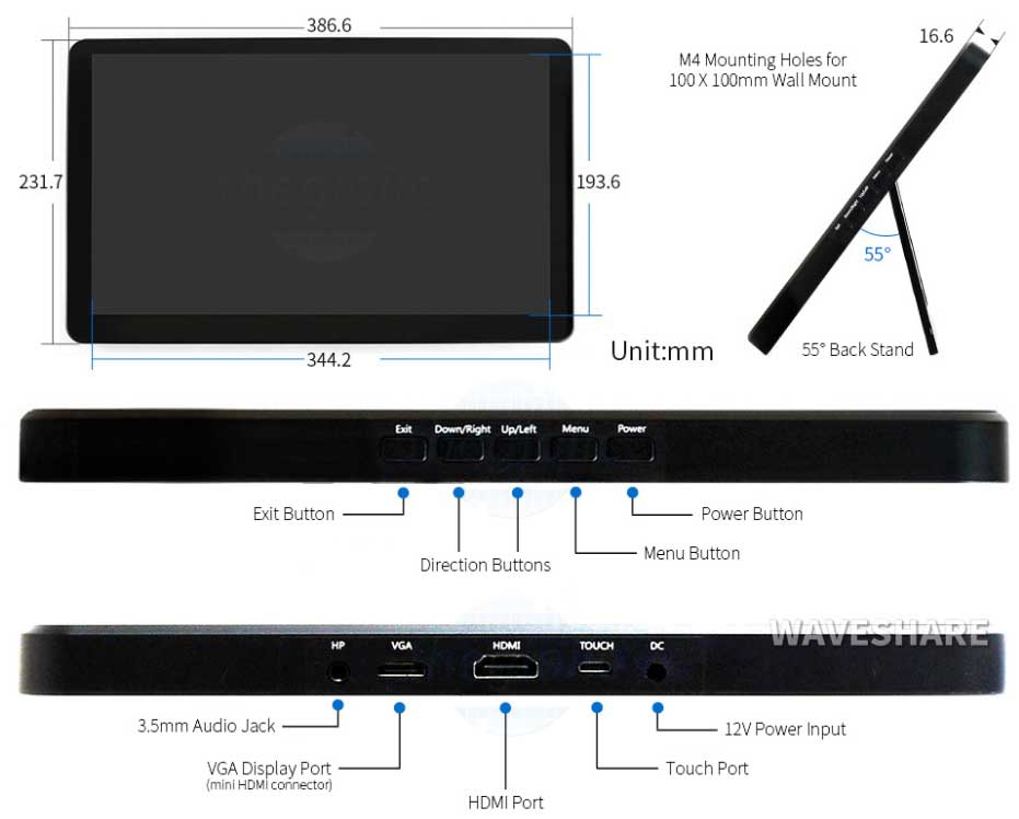 15.6inch HDMI LCD (H) 1920x1080 Cảm Ứng Điện Dung IPS Có Vỏ