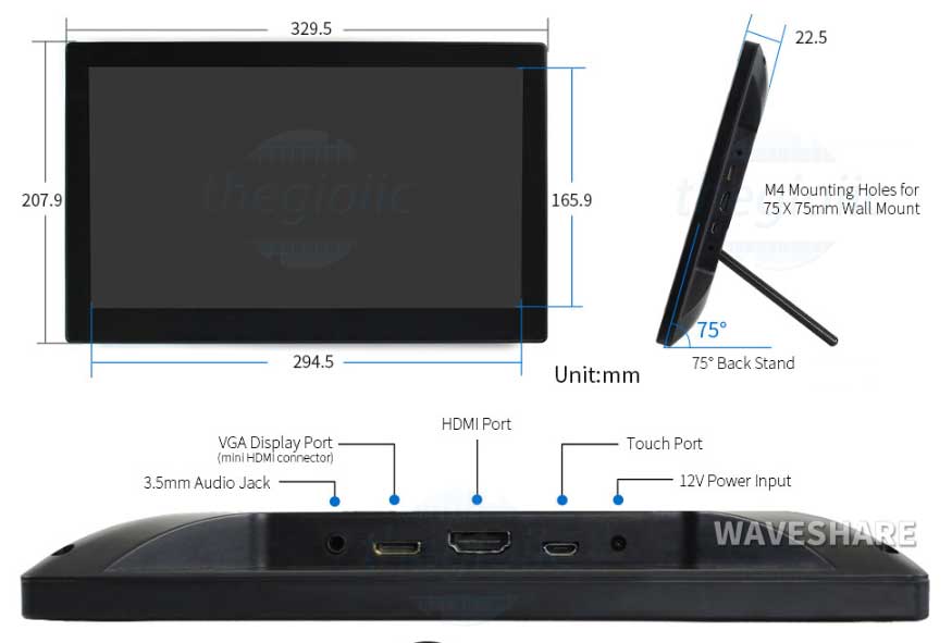 13.3inch HDMI LCD IPS 1920x1080 Cảm Ứng Điện Dung