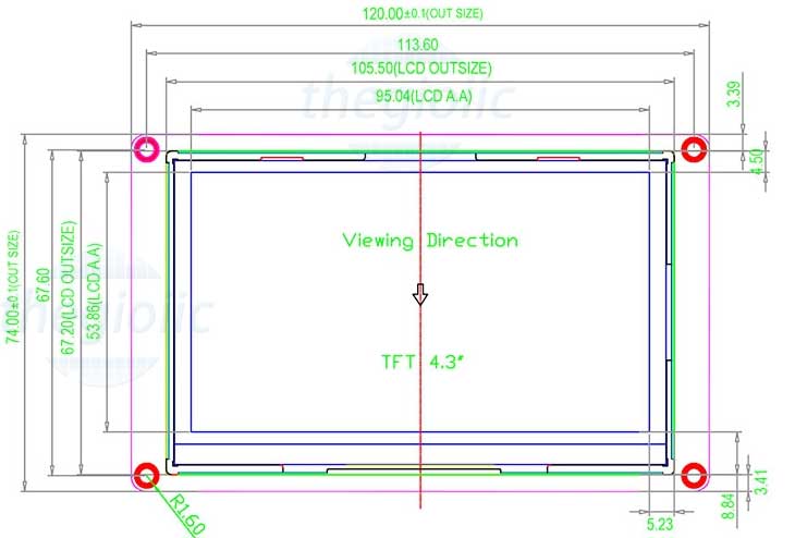 LCD 4.3inch 480x272 TFT HMI Cảm Ứng Điện Trở Giao Tiếp USART Nâng Cao Kèm RTC
