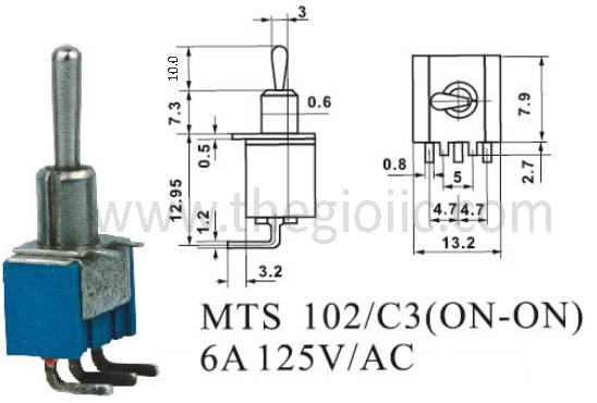 MTS-102-C3 Công Tắc ON-ON 3Pin Cong