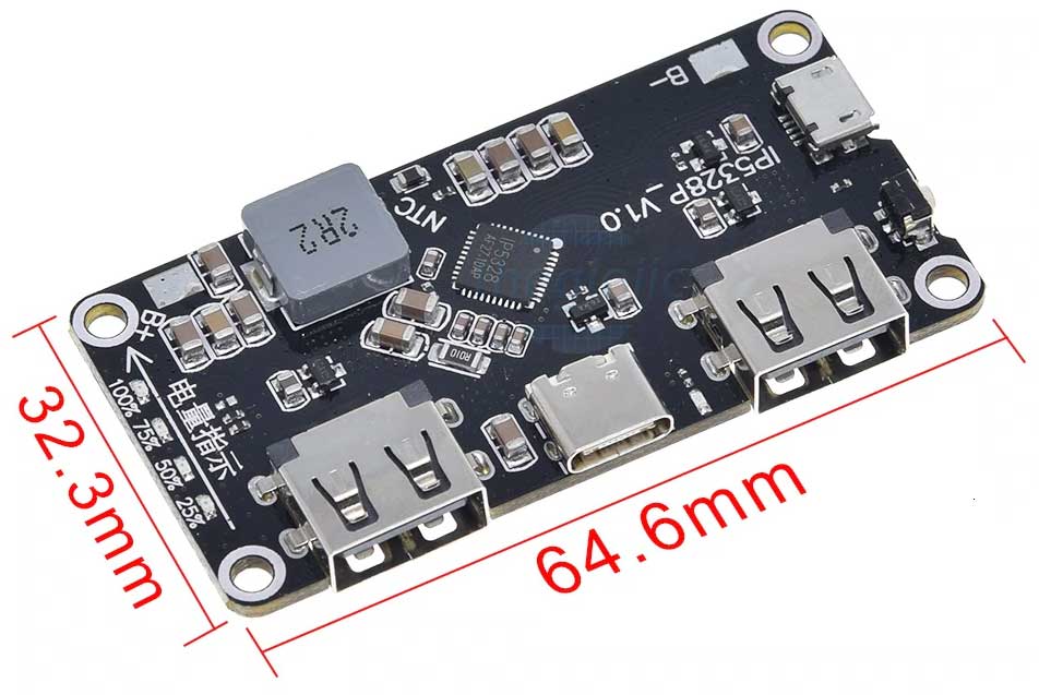IP5328P Mạch Sạc Nhanh QC2.0 QC3.0 Pin 18650 Điện Thoại 2 Ngõ Ra USB