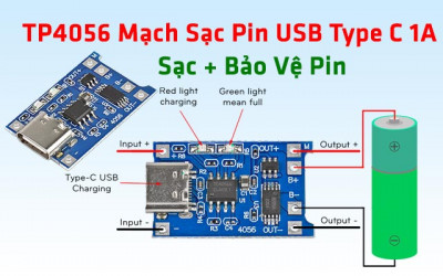 TP4056 mạch sạc pin USB type C 1A có bảo vệ