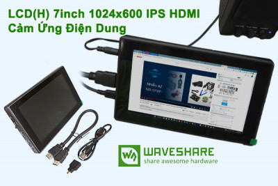 LCD(H) 7inch 1024x600 cảm ứng điện dung, IPS, HDMI, Waveshare