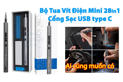 Bộ Tua Vít Điện Mini 28 Món, Cổng Sạc USB type C