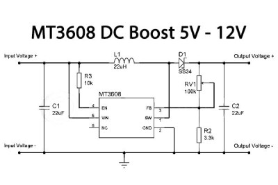 Mạch chuyển đổi MT3608 DC Boost 5V sang 12V